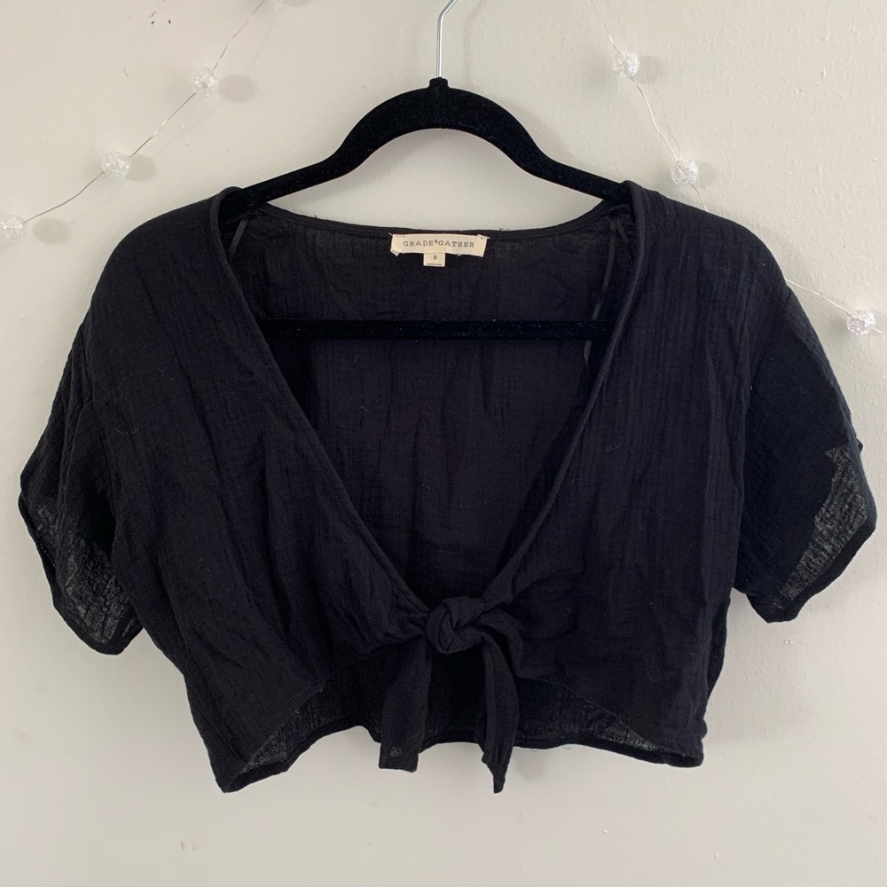 Grade and Gather Cropped Front Tie Top